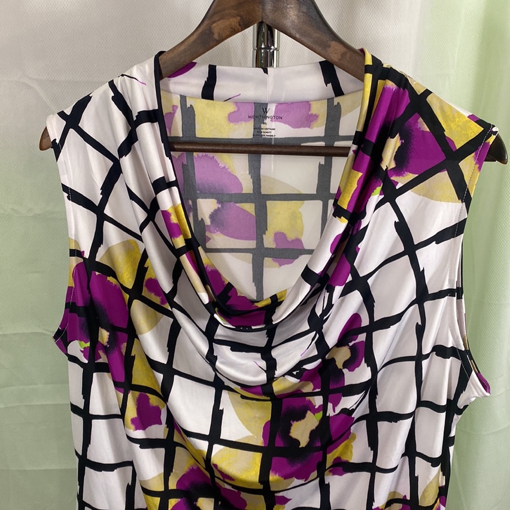 Worthington Draped Neckline Blouse Size XL - Picture 2 of 6
